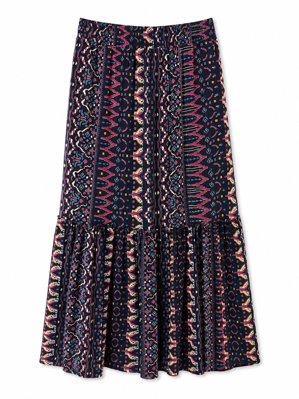 Boho Print Maxi Skirt - Navy Pink